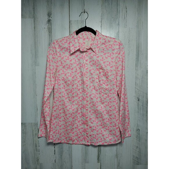 GAP CAT ALL OVER PRINT FITTED BOYFRIEND LS SHIRT WOMENS SZ XS - Picture 1 of 6